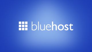 Bluehost logo on blue background with spotlight effect