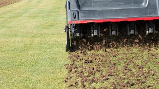 A lawn being aerated