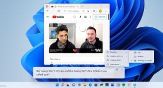 Live Captions translating speech in Windows 11