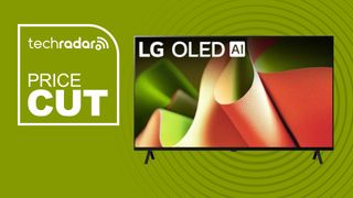 LG B4 OLED TV on green background