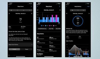 a photo of three screenshots from our writer's Garmin Sleep Coach feedback