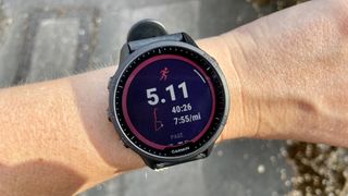 a photo of the run summary screen on the Garmin Forerunner 955