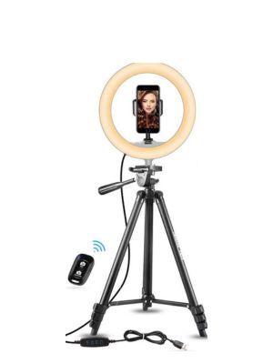 UBeesize 10-inch selfie ring + tripod on a white background