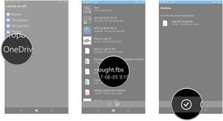 Tap OneDrive. Tap a 3D model. Tap the checkmark.