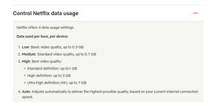 Netflix data usage