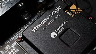 Internal shot of Cambridge Audio StreamMagic module inside CXN100 streamer