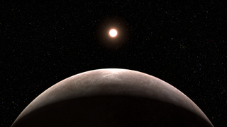 An artist&#039;s depiction of the exoplanet LHS 475 b orbiting its star.