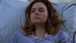 Peyton Sawyer Lucas lies in a hospital bed after having her baby on One Tree Hill