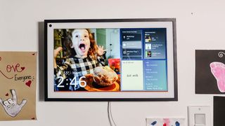 Amazon Echo Show 15 displayed on wall