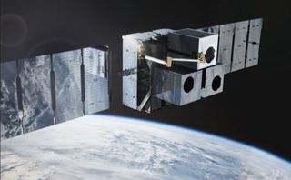 illustration of a satellite above earth