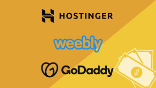 hostinger, weebly and godaddy logos on an orange background
