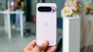 Google Pixel 9 Pro held in the hand.