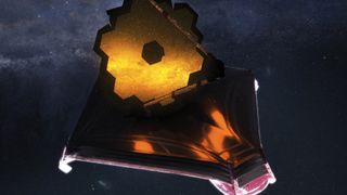 An illustration of NASA's James Webb Space Telescope fully unfolded in space.