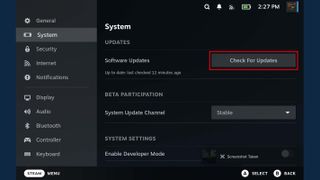 Steam Deck Check for Updates.