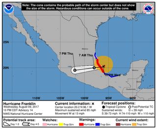 Hurricane Franklin is expected to make landfall on the coast of Mexico.