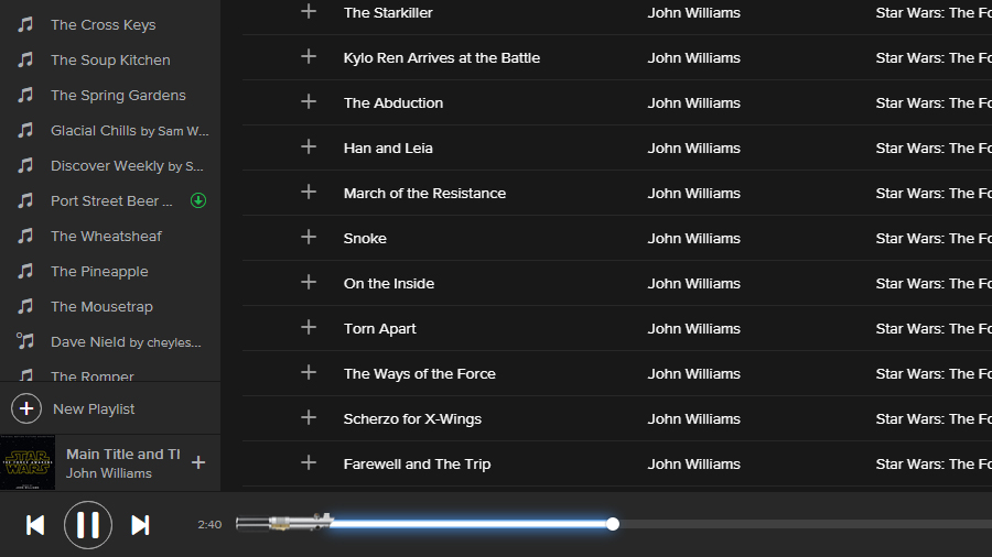 Star Wars in Spotify