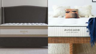 The Saatva Latex Hybrid vs Avocado Latex Mattress split screen