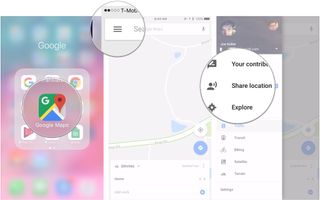 Open Google Maps, tap Menu, tap Share location
