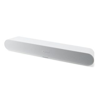 A white Sonos Ray soundbar on a white background.