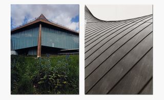 Pictured left: copper roof. Right: brick and concrete Institute building