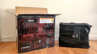 MSI Codex gaming PC bag and box