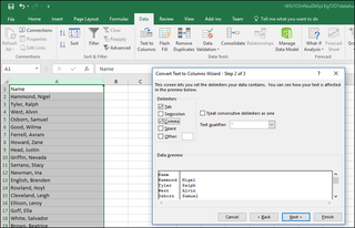 Use Text to Columns to Separate Comma-Delimited Data