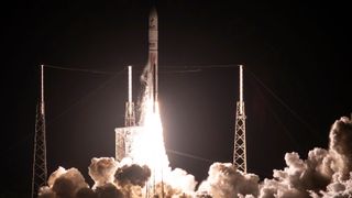 launch of a rocket in the darkness