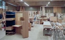 The tabernacle being assembled at Emmemobili’s workshop in Cantù, Brianza. Its doors open to create a space to work, contemplate or display favourite items