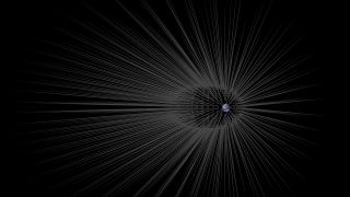 An illustration of Earth and dark matter filaments