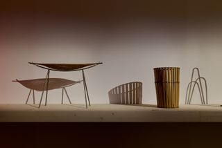 MAK Exhibition View, 2024 ICONIC AUBÖCK: A Workshop Shapes Austria’s Concept of Design Carl Auböck II, side basket, 1950, Carl Auböck archive Vienna; Carl Auböck II, umbrella stand, 1936, Loher collection Central Room MAK Design Lab © MAK/Christian Mendez