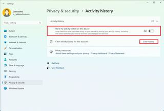 Windows 11 activity history