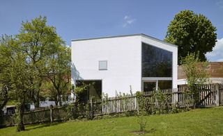 All white exterior building