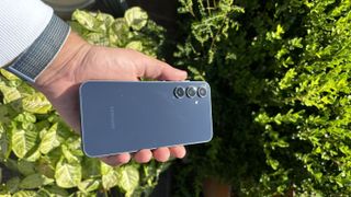 Samsung Galaxy A55 rear glass in the sun