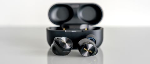 Technics EAH-AZ80 earbuds loose in front of case.