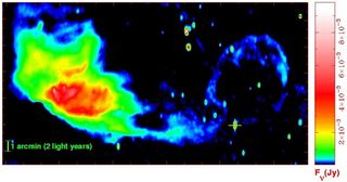 Cygnus X-1 black hole and a dense cloud of gas in the space between stars.