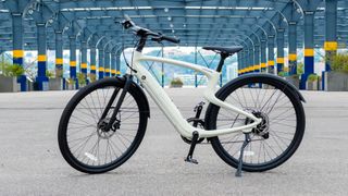 Urtopia Carbon 1 Pro electric bike parked in an industrial area