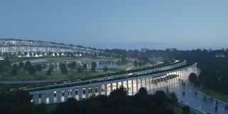 visual of new cremona hospital in the mist