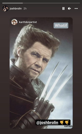 Josh Brolin's Instagram Story with Wolverine fan art