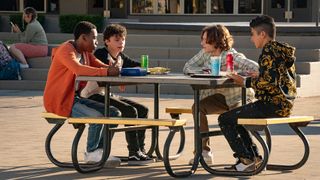 (L-R) Ramon Reed as Eddie, Raphael Alejandro as Connor, Mason Thames as Benji Nielsen and Bardia Seiri as Koosh in Incoming