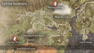 Dragon's Dogma 2 Sphinx locations on map.