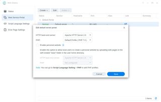Synology DSM 7 Web Station Service Settings