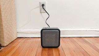 Amazon Basics Small Space Heater in use