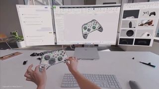 Screenshots taken from a presentation of designing an Xbox controller in Creo with Windows Volumetric Apps