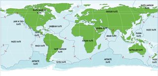 The lithosphere can be divided into large sections known as tectonic plates. These plates move slowly on top of the asthenosphere layer.