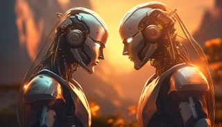 Adobe Firefly AI image of two robots facing off