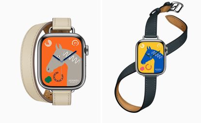 Apple Watch Hermès series 8 with horse motif on watch face