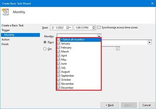 Task Scheduler date selection