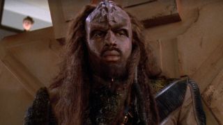 James Worthy as a very tall Klingon in Star Trek: The Next Generation