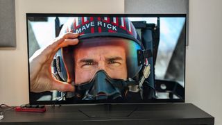 Philips OLED809 with Top Gun Maverick on screen 