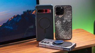 Pixel 7 Pro, iPhone 14 Pro Max, and Galaxy Z Fold 4 together